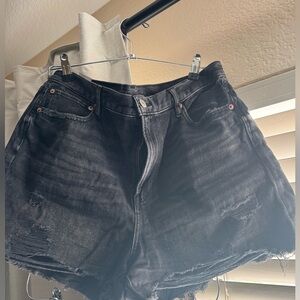 American Eagle Outfitters Black Distressed Denim Cutoff Shorts